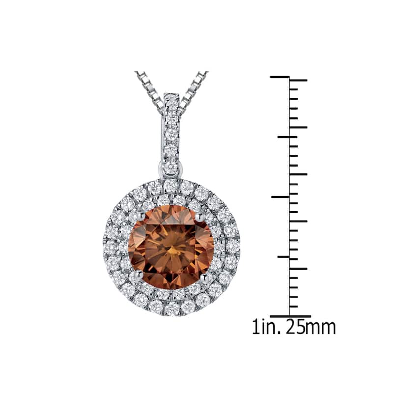 Auriya 14k Gold 3 1/8ct TDW Round Double Halo Brown Diamond Necklace (H-I, SI1-SI2)