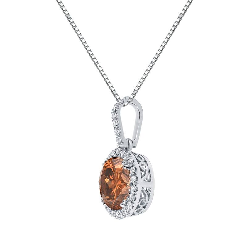 Auriya 14k Gold 2 1/4ct TDW Round Brown Diamond Halo Necklace (SI2-SI3)