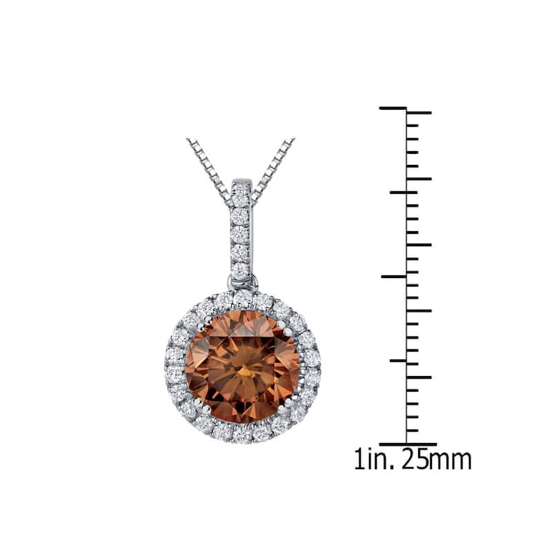 Auriya 14k Gold 2 1/4ct TDW Round Brown Diamond Halo Necklace (SI2-SI3)