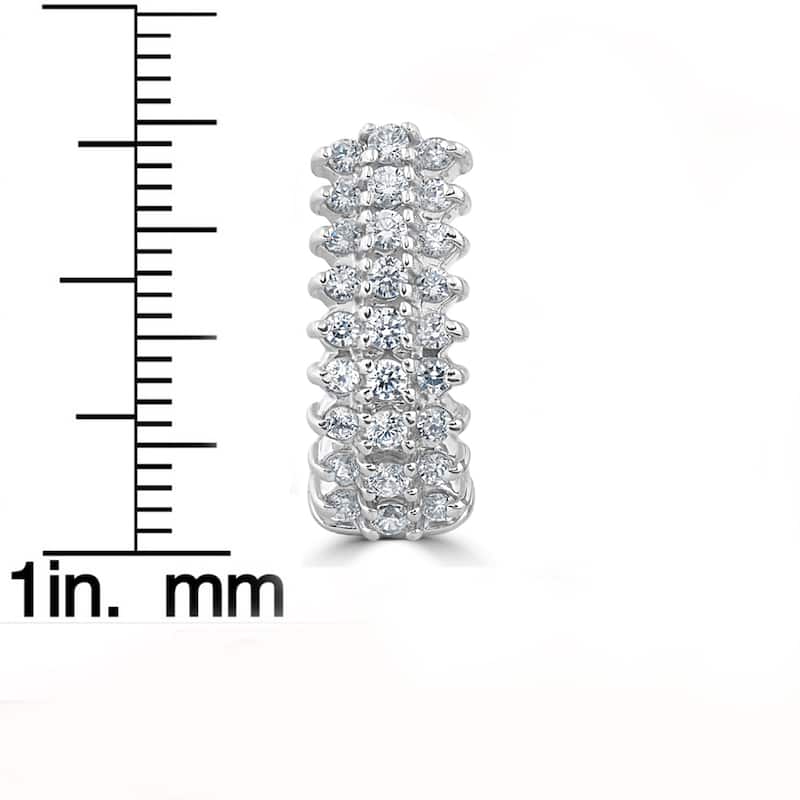 14k White Gold 1 3/8 cttw Diamond Hoops 14k 3/4" Tall