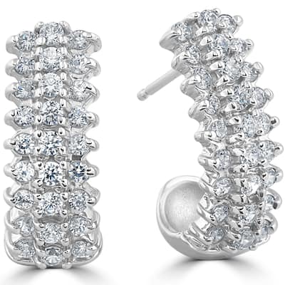 14k White Gold 1 3/8 cttw Diamond Hoops 14k 3/4" Tall