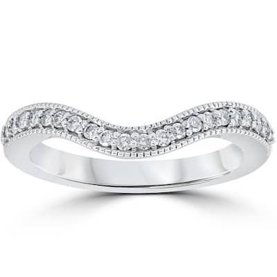 14K White Gold 1/5 ct TDW Curved Diamond Wedding Guard Enhanced Engagement Band