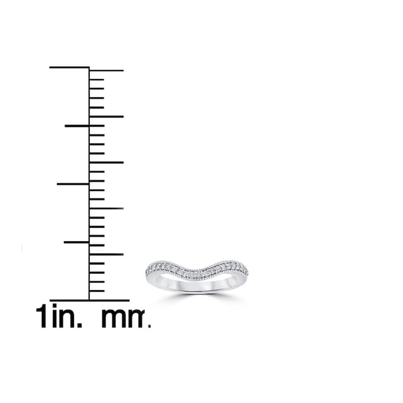 14K White Gold 1/5 ct TDW Curved Diamond Wedding Guard Enhanced Engagement Band