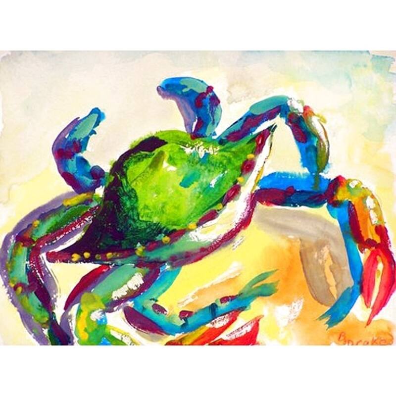 Betsy Drake Teal Crab Polyester Place Mats (Pack of 4)