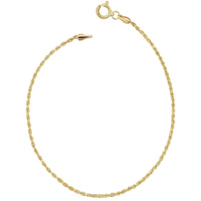 Fremada 10k Yellow Gold 1.5-mm Semi Solid Rope Chain Anklet (10 inches)
