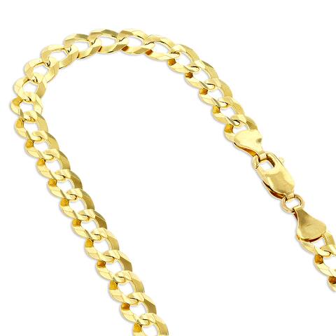 Luxurman 14k Gold 3.5 mm Italy Cuban Curb Solid Chain Necklace