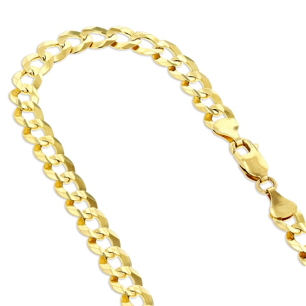 Shop Luxurman 14k White or Yellow Gold 3.5 mm Italy Cuban Curb Solid Chain Necklace - On Sale ...