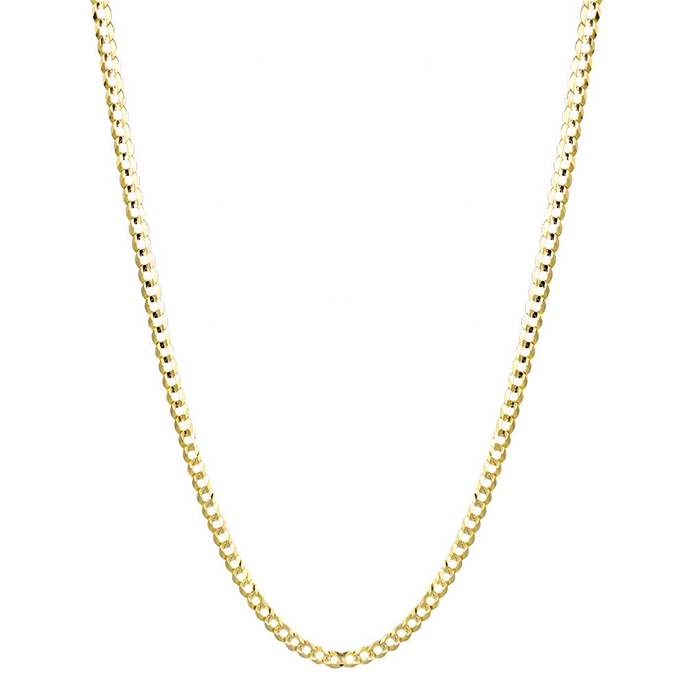 34UKD Solid 9ct 375 Yellow Gold Diamond Cut Flat 1mm Curb Chain