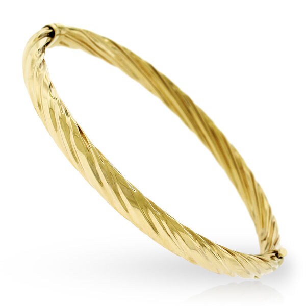 14k Yellow Gold 8-inch Fancy Spiral Twist High Polish Bangle Bracelet ...