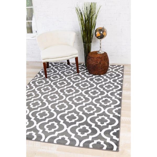 Persian Rugs Morrocan Trellis Charcoal Grey Area Rug - 7'10" x 10'6"