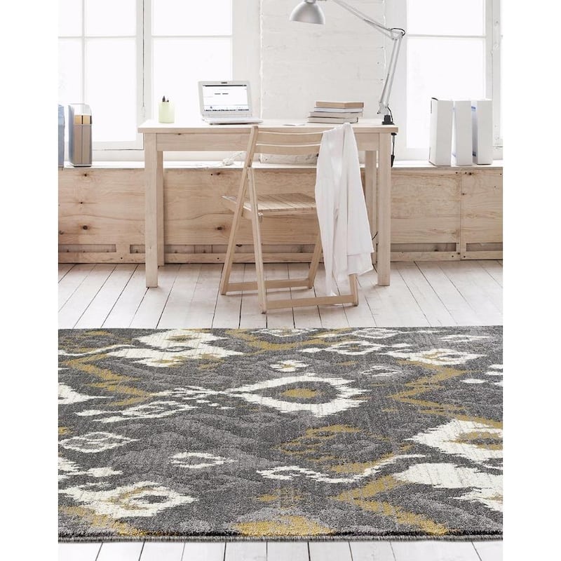 Persian Rugs Beverly Collection Abstract Grey Area Rug - 5'2" x 7'2"