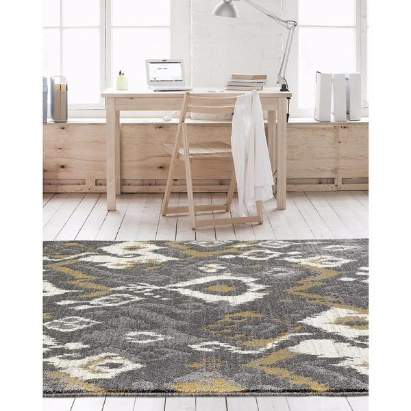 Beverly Collection Persian Grey Abstract Area Rug - 7'10" x 10'6"