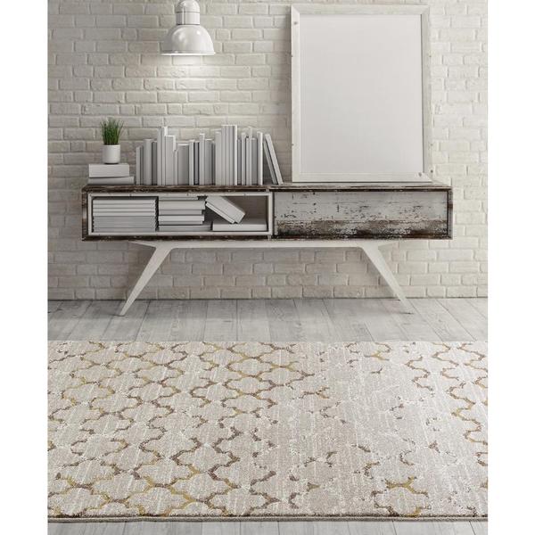 Shop Persian Rugs Beverly Collection Morrocan Trellis Beige Area Rug