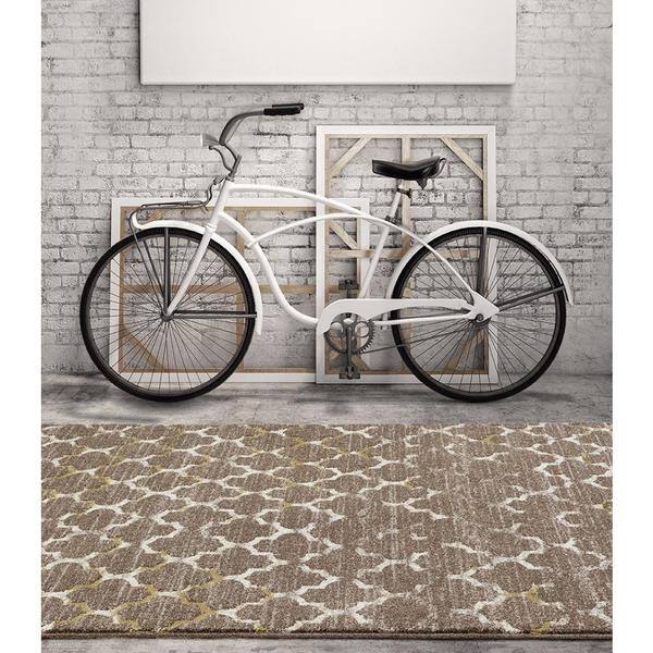 Persian Rugs Beverly Collection Morrocan Trellis Cream Area Rug 7'10