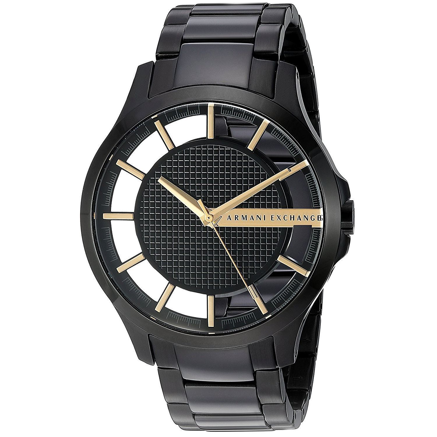 armani exchange gents smart black steel bracelet watch