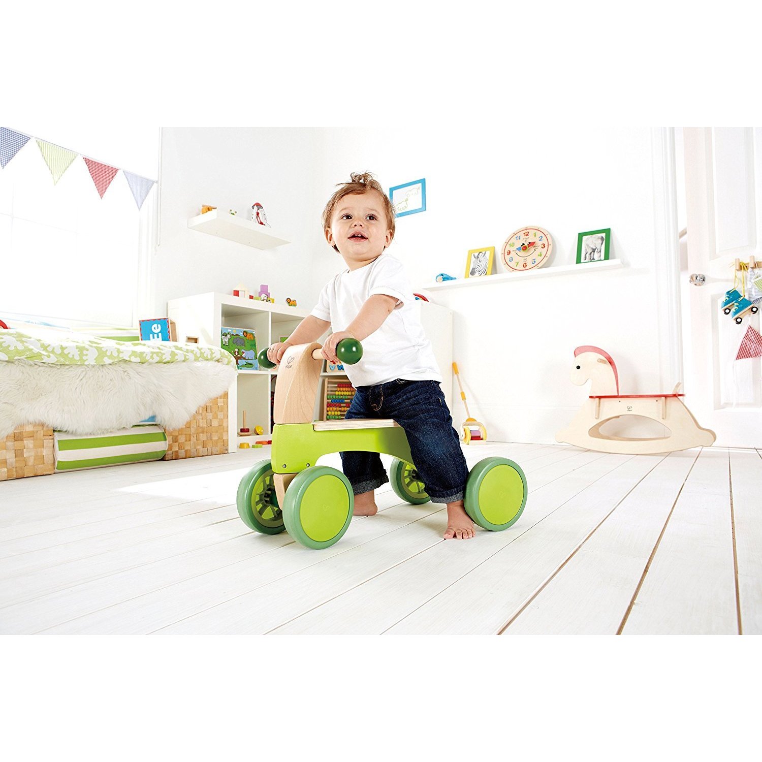 hape scoot around ride on wood bike