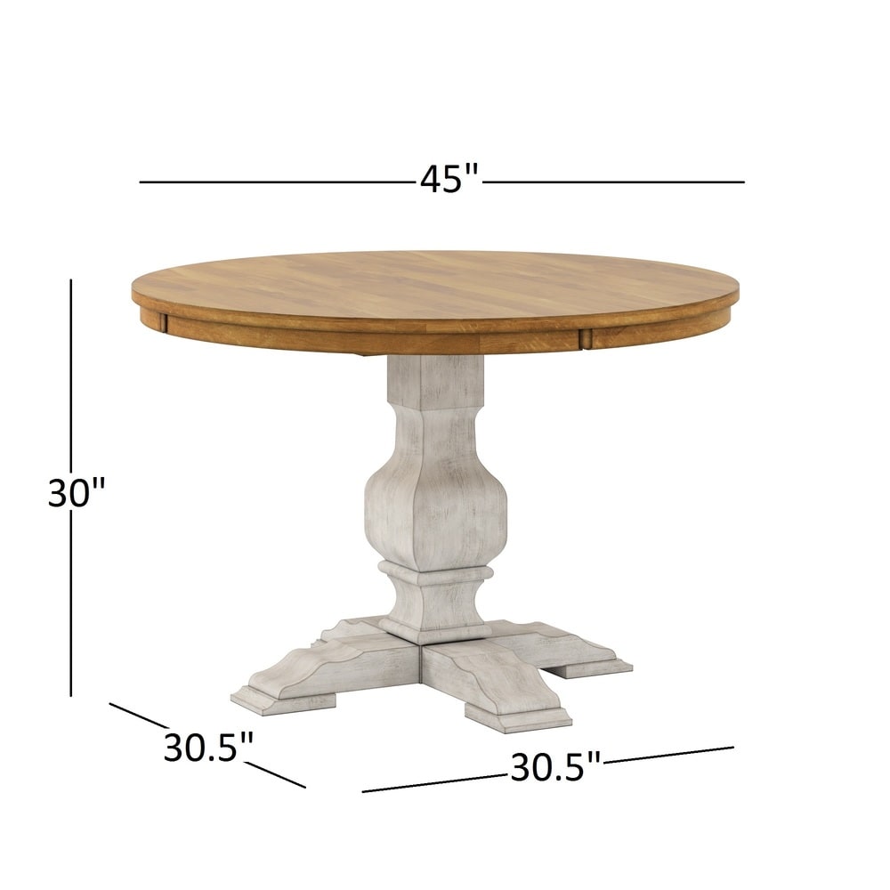 two tone round pedestal dining table