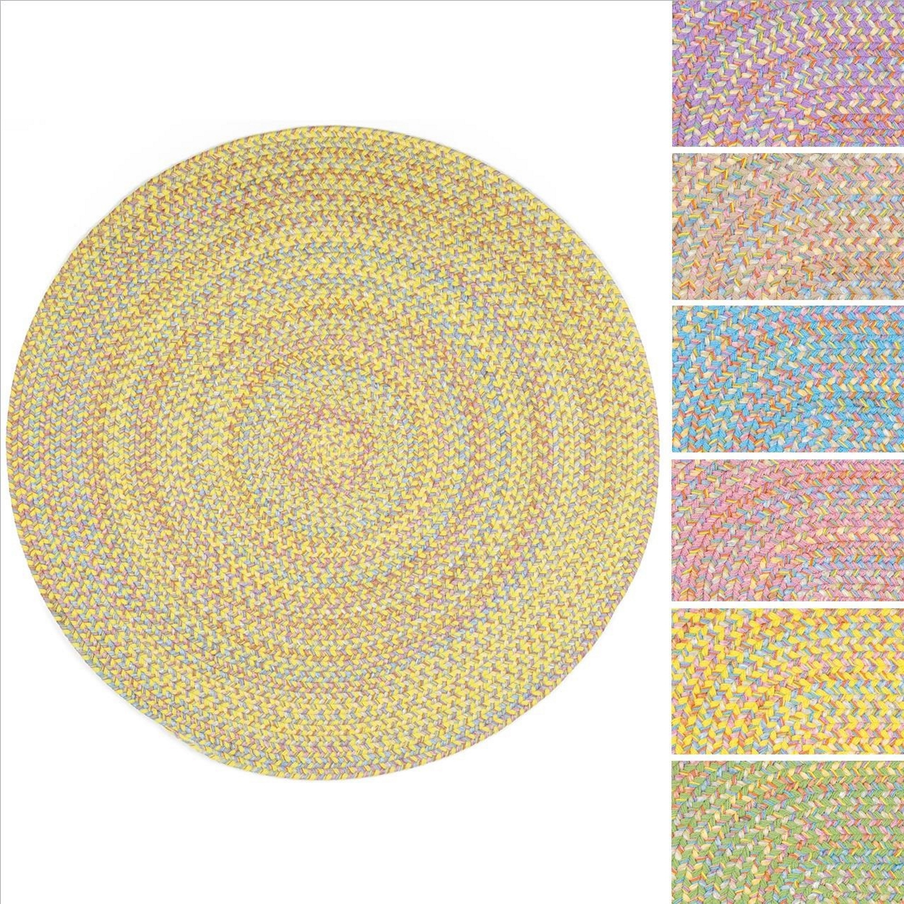 Details About Playful Indoor Outdoor Reversible Round Braided Rug By Rhody 4 Ft