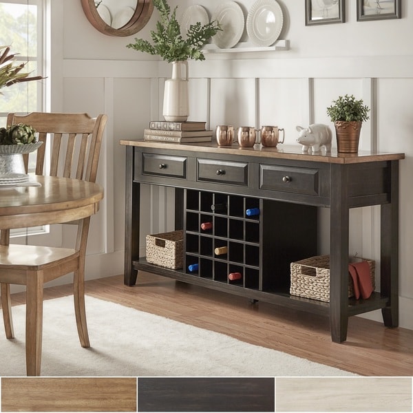 Eleanor Two-Tone Wood Wine Rack Buffet Server by iNSPIRE Q Classic