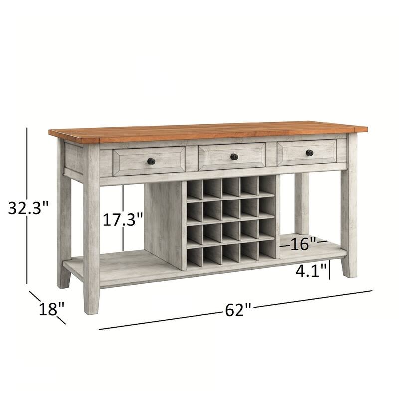 Eleanor Two-Tone Wood Wine Rack Buffet Server by iNSPIRE Q Classic
