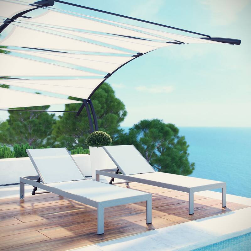Shore Aluminum Outdoor Chaise Set of 2 - Grey/White