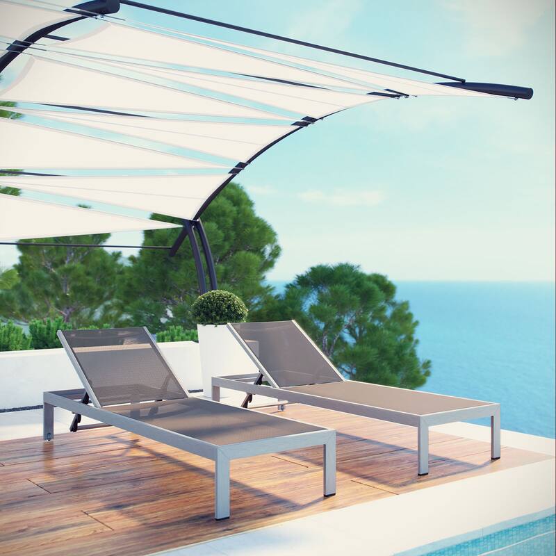 Shore Aluminum Outdoor Chaise Set of 2 - Grey