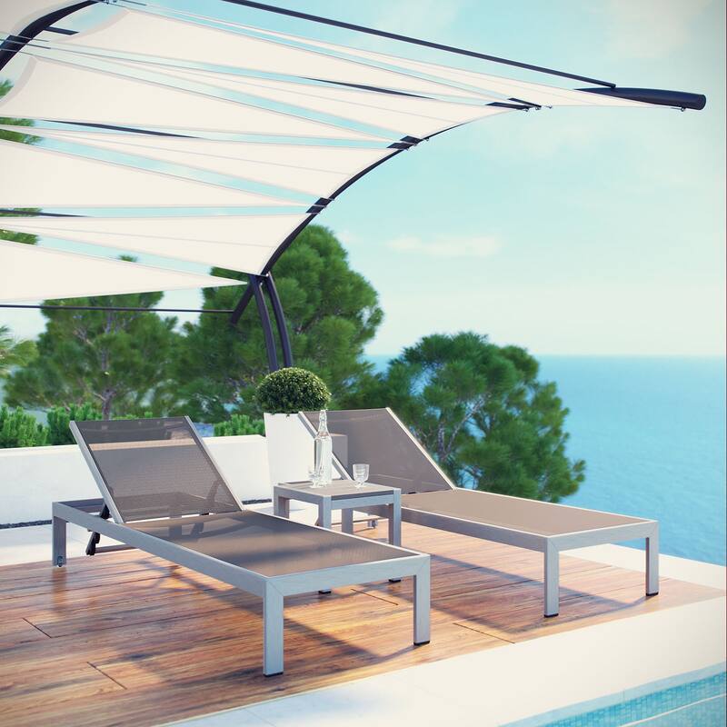 Shore Aluminum Outdoor Chaise Set of 3 - Grey