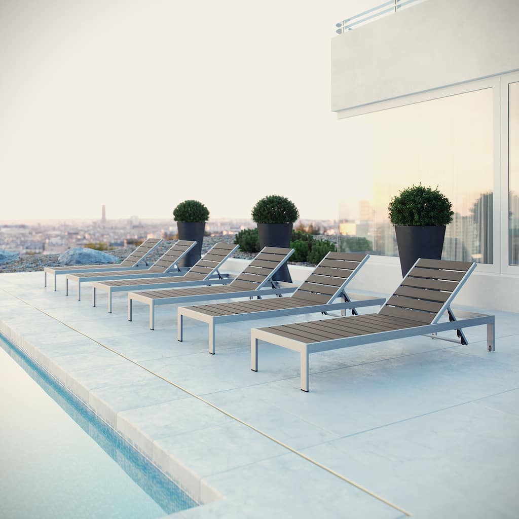 Shore Aluminum Outdoor Chaise (Set of 6)