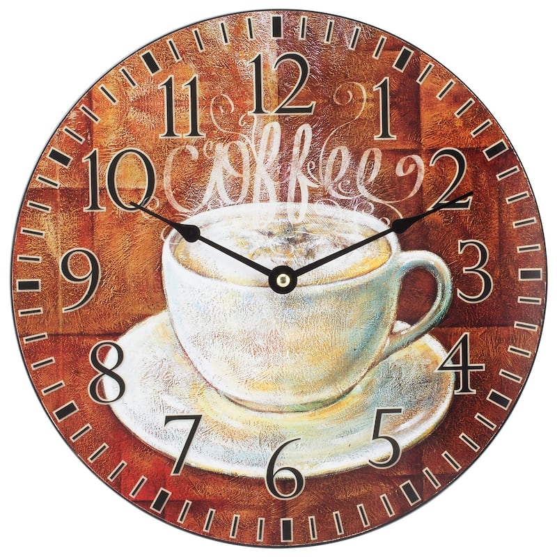 La Crosse 404-2631C-INT 12 inch Round Coffee Decor Analog Wall Clock