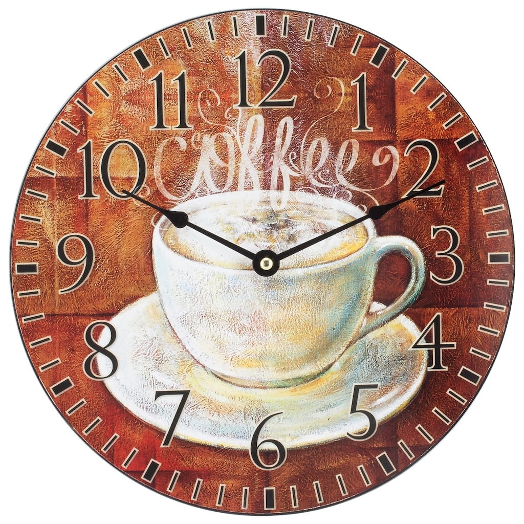 La Crosse 404-2631C-INT 12 inch Round Coffee Decor Analog Wall Clock