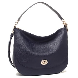 Coach Designer Handbags Find Great Deals Ping Coach Women S Turnlock Navy Leather Hobo Handbag