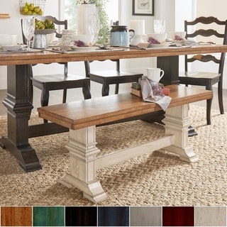 Eleanor Two-Tone Trestle Leg Wood Dining Bench by iNSPIRE Q Classic