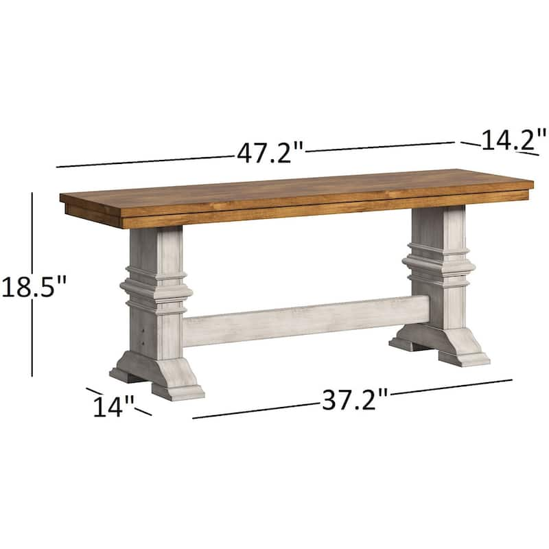 Eleanor Two-Tone Trestle Leg Wood Dining Bench by iNSPIRE Q Classic