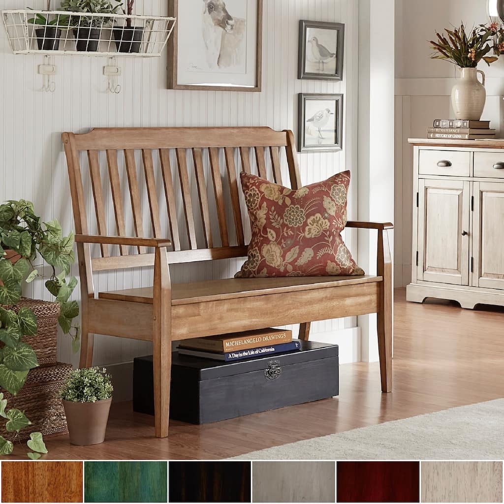 Eleanor Slat Back Wood Storage Bench by iNSPIRE Q Classic