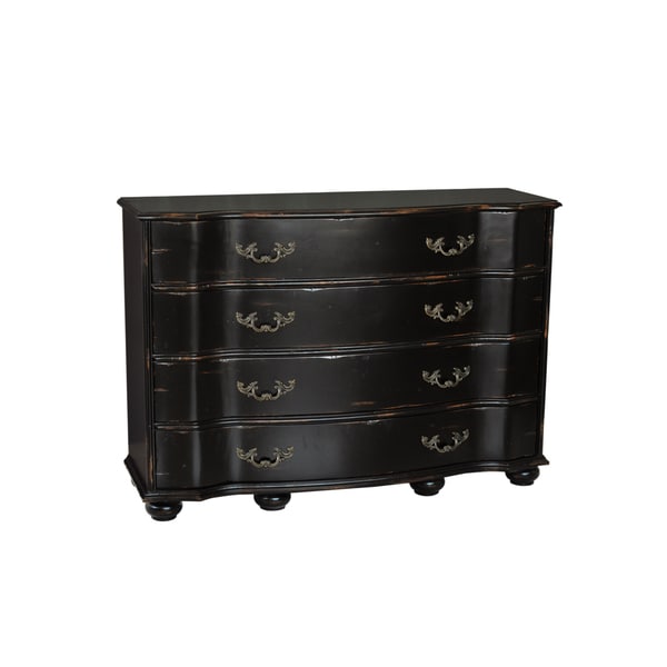 Hand Painted Distressed Antique Black Finish Accent Chest Hand Painted Distressed Antique Black Finish Accent Chest