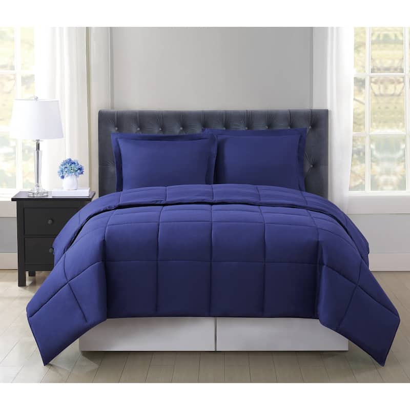 Truly Soft Everyday Reversible Down Alternative 3-Piece Comforter Set - Twin - Twin XL - Navy
