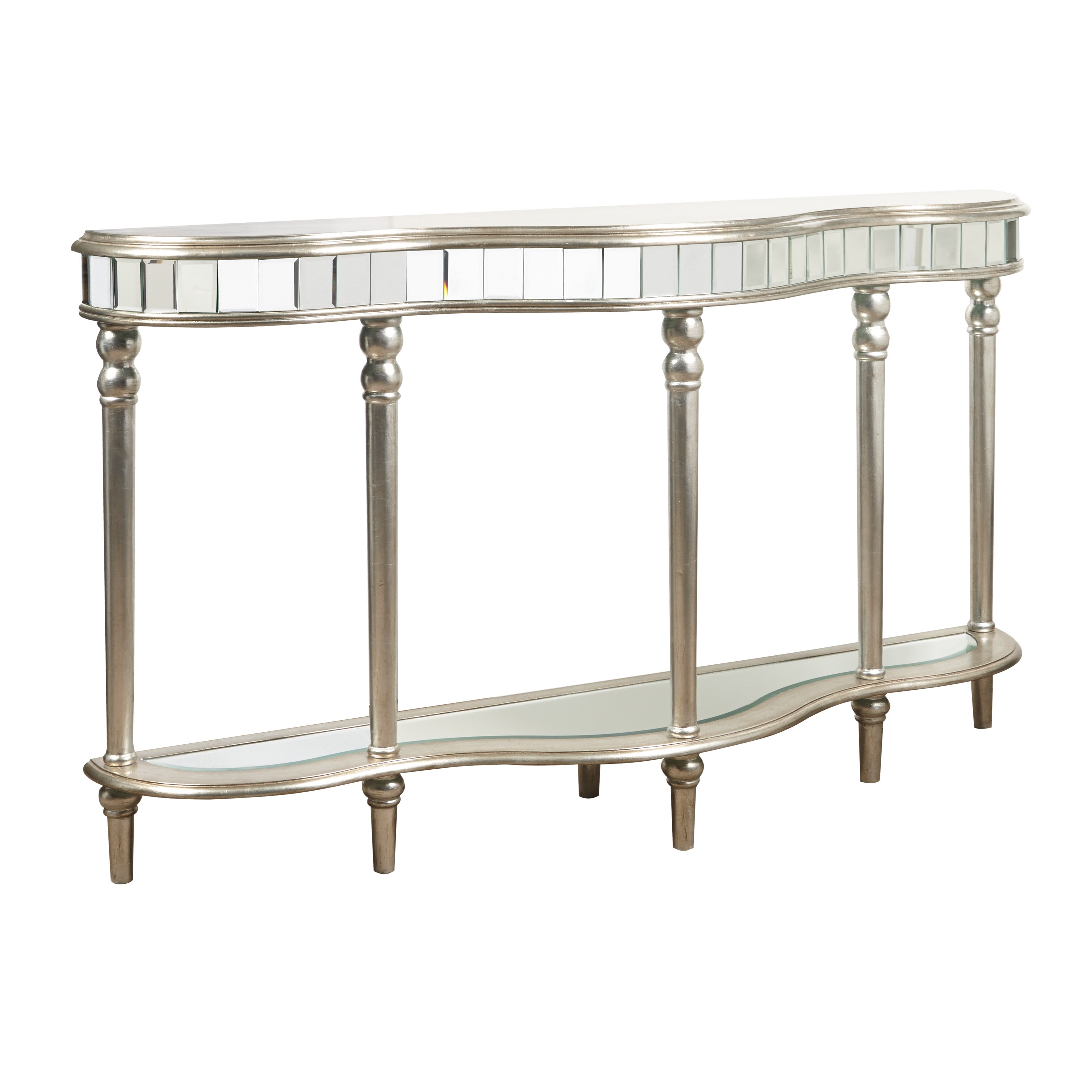 Shop Hand Painted Distressed Metallic Silver Mirrored Console