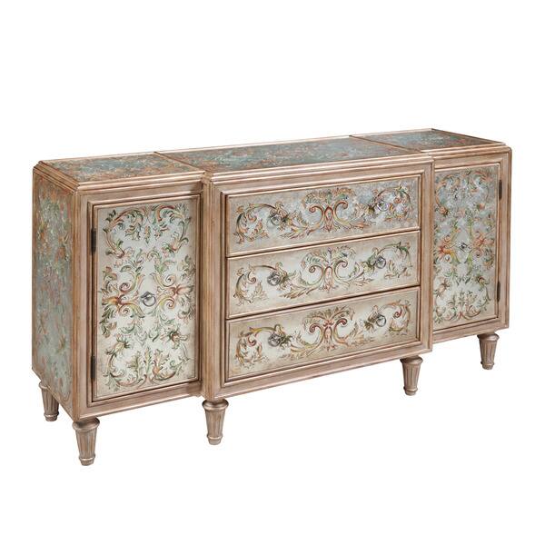 Multucolor Console Silver Finish Multicolor Hand Painted Console Cabinet Chest - Bed Bath ...