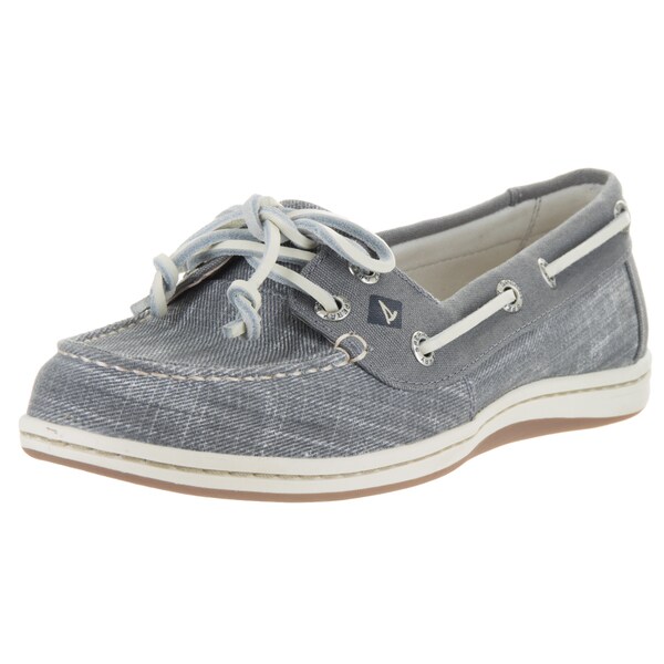sperry grey canvas boat shoes