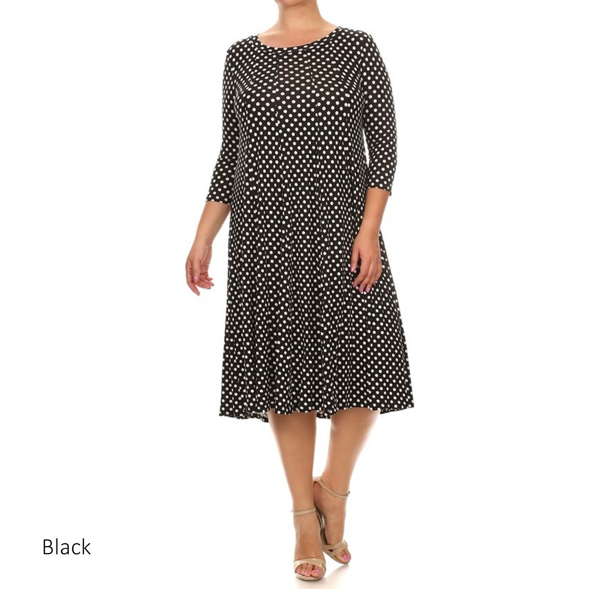 Shop Women S Rayon And Spandex Plus Size Polka Dot Dress On Sale