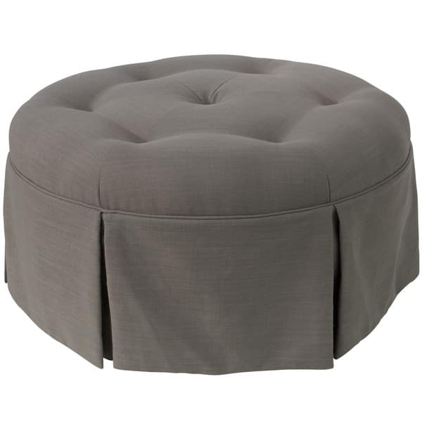 Skyline Furniture Linen Fabric Modern Ottoman in Linen Bed Bath