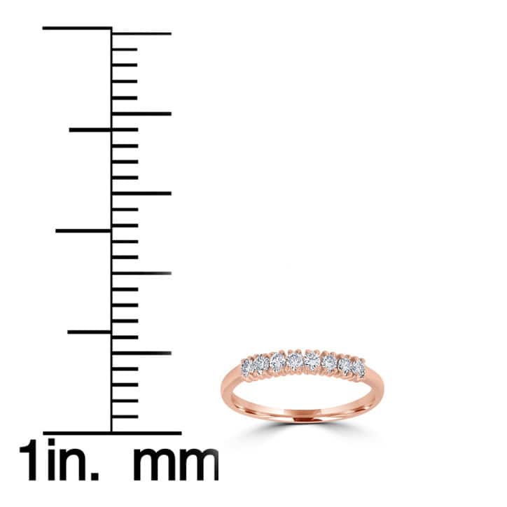 14K Rose Gold 1/5 ct TDW Diamond Ring Womens Stackable Wedding Anniversary Band - White