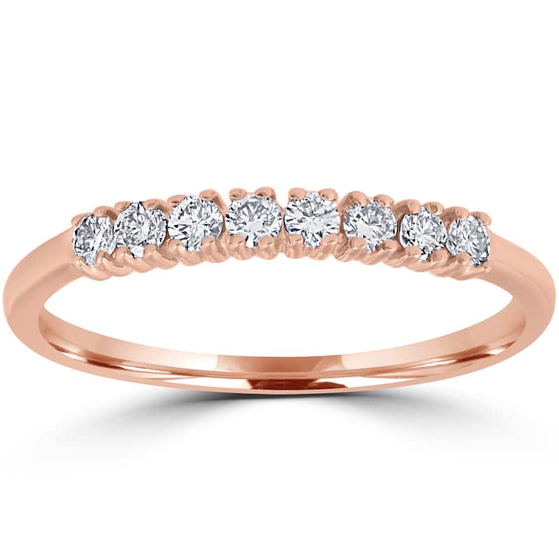 14K Rose Gold 1/5 ct TDW Diamond Ring Womens Stackable Wedding Anniversary Band - White
