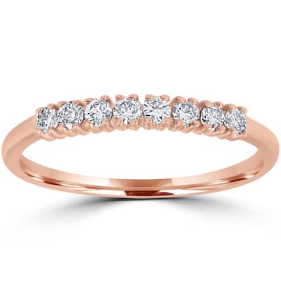 14K Rose Gold 1/5 ct TDW Diamond Ring Womens Stackable Wedding Anniversary Band - White