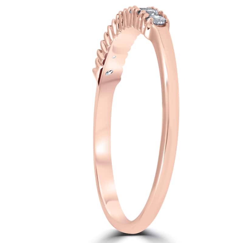 14K Rose Gold 1/5 ct TDW Diamond Ring Womens Stackable Wedding Anniversary Band - White