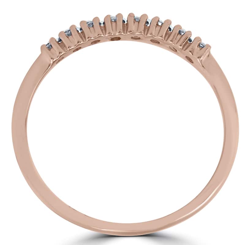 14K Rose Gold 1/5 ct TDW Diamond Ring Womens Stackable Wedding Anniversary Band - White