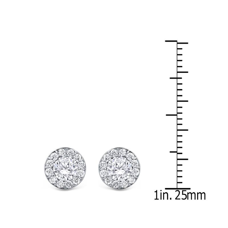 Auriya 14k Gold 3/4ctw Round Halo Diamond Stud Earrings