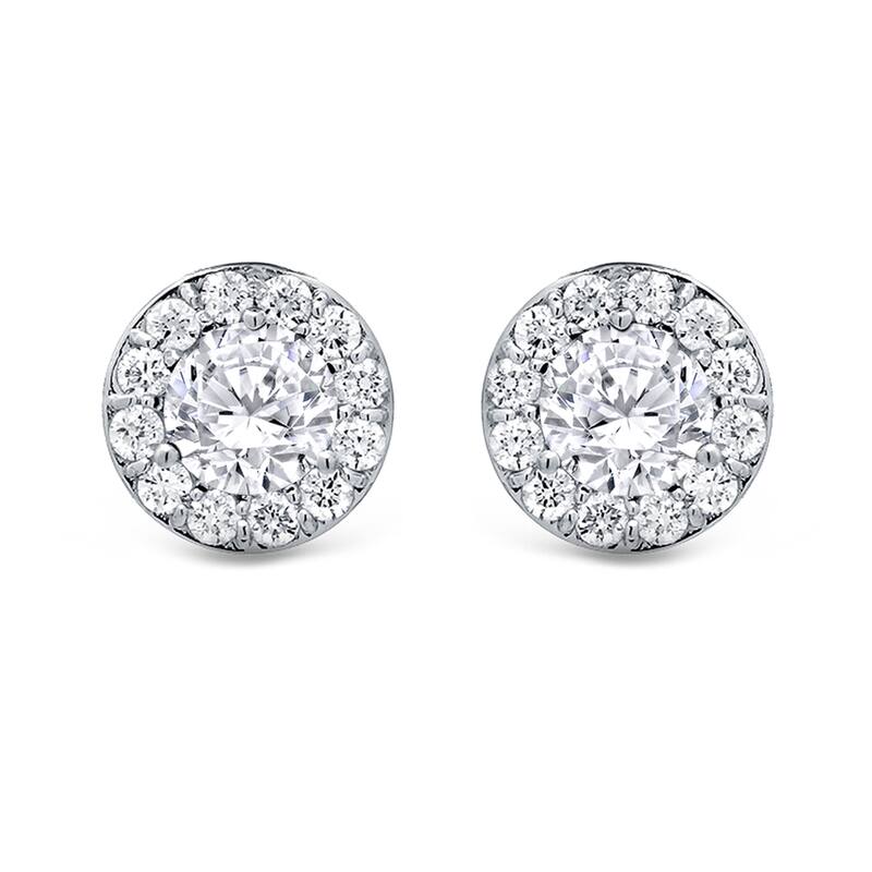 Auriya 14k Gold 3/4ctw Round Halo Diamond Stud Earrings