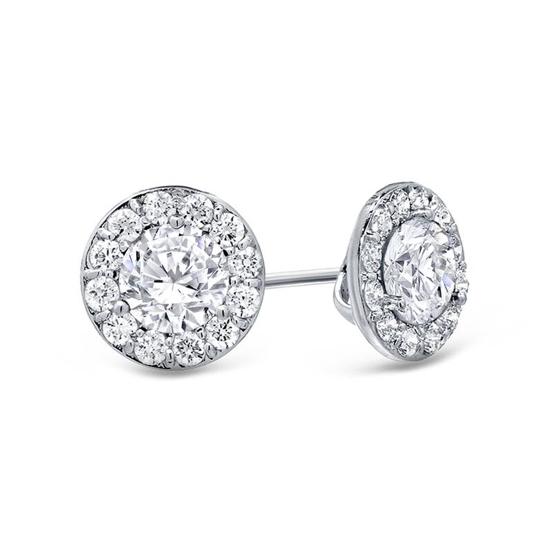 Auriya 14k Gold 3/4ctw Round Halo Diamond Stud Earrings