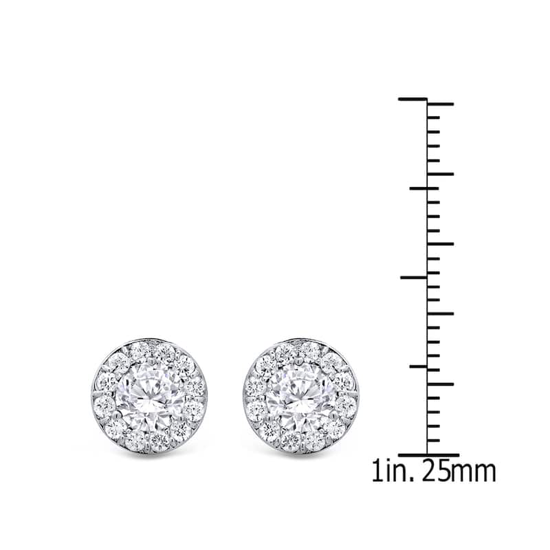 Auriya 14k Gold 1ctw Round Halo Diamond Stud Earrings